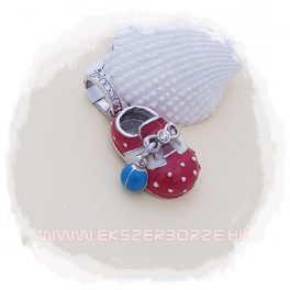 Babacipő alakú ezüst medál-charm
