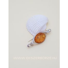 Borostyán köves ezüst bross