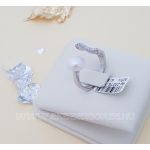 Állítható modern ezüst gyűrű igazgyönggyel