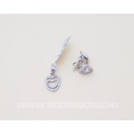 Dupla szíves ezüst fülbevaló-medál szett