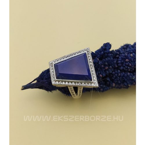 Asszimetrikus  női ezüst gyűrű lápisz lazulival