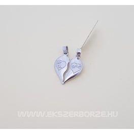 Dupla szíves ezüst medál törhető pároknak