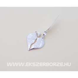 Cicás ezüst szív medál pároknak