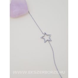 Csillagos ezüst karlánc  kövekkel