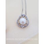 Különleges csillogó ezüst tenyésztett gyöngyös ékszer szett