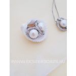 Különleges csillogó ezüst tenyésztett gyöngyös ékszer szett