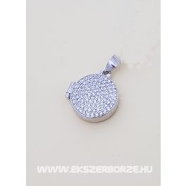 Fényképtartós ezüst medál , zirkóniakövekkel kirakva