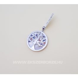 Színes köves ezüst szeretet-fa medál