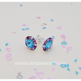Színes Swarovski kristályos ezüst fülbevaló