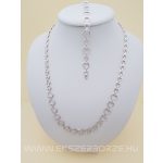 Kiszélesedő ezüst nyakék-karlánc szett 