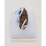 Ezüst gyűrű borostyán kővel
