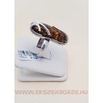 Ezüst gyűrű borostyán kővel