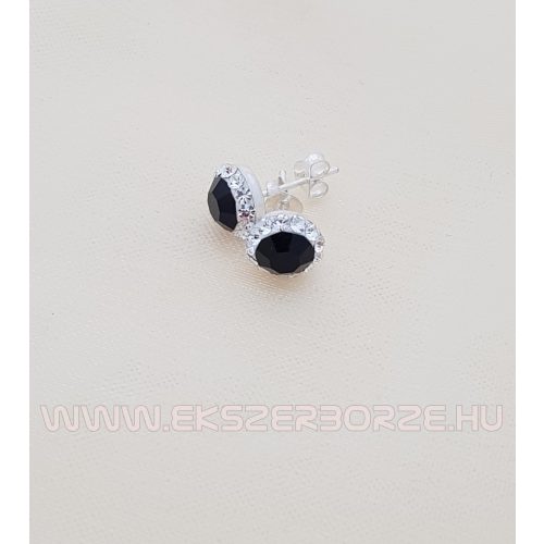 Swarovski kristályos fekete-fehér fülbevaló