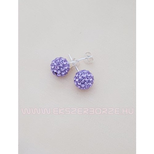 Swarovski kristályos ezüst fülbevaló-orgonalila