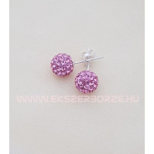  Swarovski kristályos fülbevaló-rózsaszín