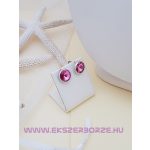 Rózsaszín köves ezüst nyaklánc-fülbevaló