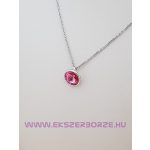 Rózsaszín köves ezüst nyaklánc-fülbevaló