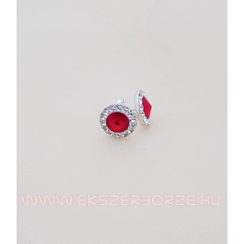 Swarovski kristályos ezüst füli középen piros