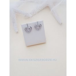 Többköves ezüst szív alakú füli