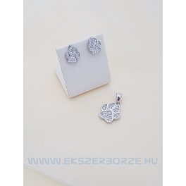   Tappancs, ezüst medál-fülbevaló szett cirkónia kövekkel
