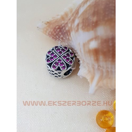 Charm Pandora karkötőre pink kövekkel