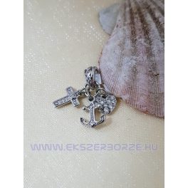 Ezüst hit-remény-szeretet medál kövekkel