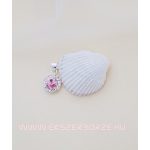 Swarovski kristályos ezüst medál, rózsaszín középpel