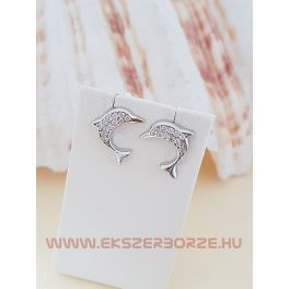 Ezüst francia bulldog fülbevaló