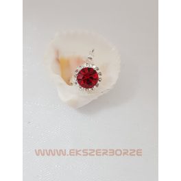 Swarovski kristályos ezüst füli középen piros