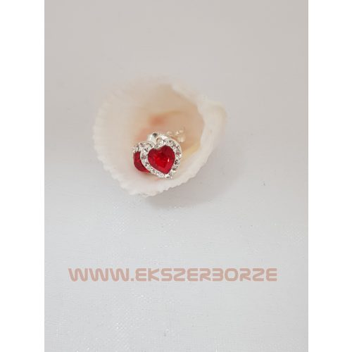 Swarovski kristályos ezüst fülbevaló-szív alakú