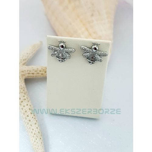 Ezüst köves fülbevaló-méhecske