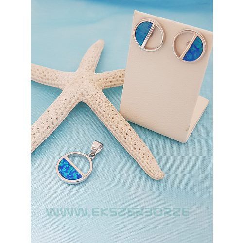 Opál betétes  fülbevaló-medál szett