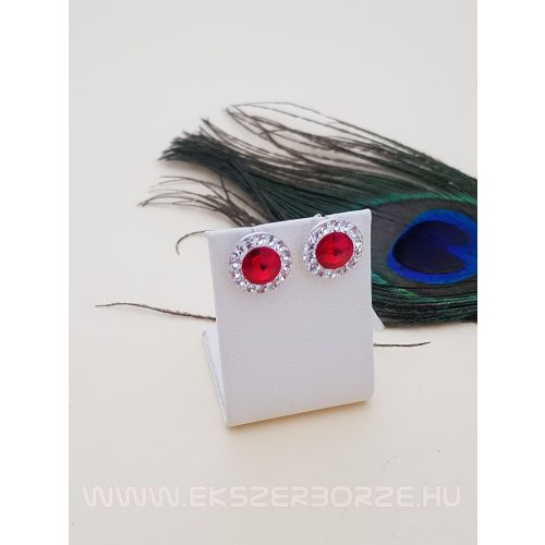 Piros Swarovski kristályos fülbevaló