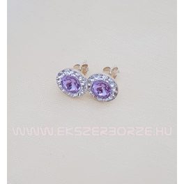 Swarovski kristályos ezüst fülbevaló-orgonalila