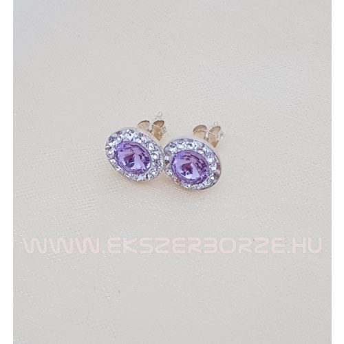 Swarovski kristályos ezüst fülbevaló-orgonalila