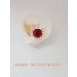 Swarovski kristályos ezüst füli középen piros