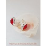Swarovski kristályos ezüst füli középen piros