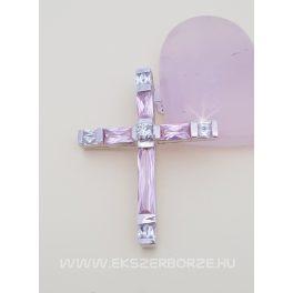 Rózsaszínköves kereszt medál