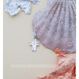 Pici fehérarany köves kereszt medál
