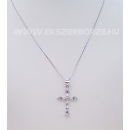 Fehér arany köves kereszt medál