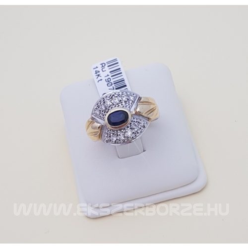 Fehér és kék köves női arany gyűrű
