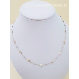   Divatos női arany nyaklánc csillogó fehérarany gömbökkel