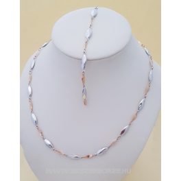 Fehérarany-rose gold  női nyaklánc-karlánc szett
