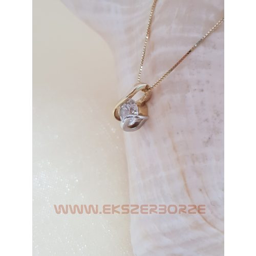 Fehér-sárga arany köves medál