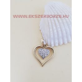 Fehér és sárga arany köves szív medál