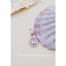Rózsaszín- fehér köves arany medál