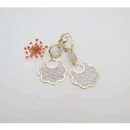 Áttört mintás virágos fülbevaló-lógós