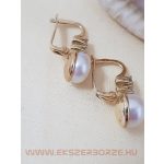 Édesvízi tenyésztett gyöngyös arany fülbevaló