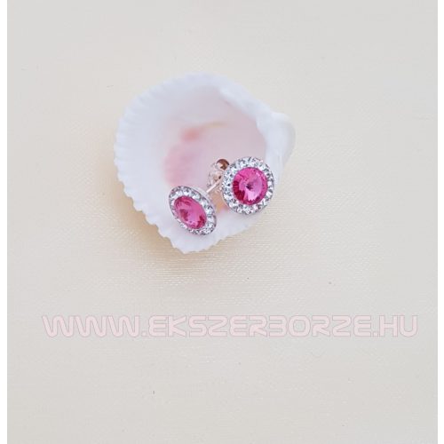 Swarovski kristályos ezüst fülbevaló-rózsaszín