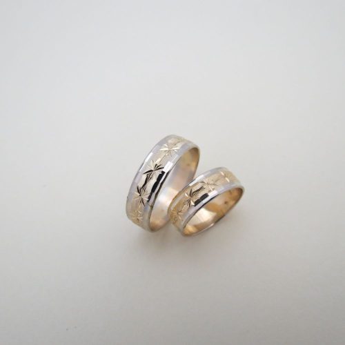 Fehér és Sárga arany gyémántvésett karikagyűrű